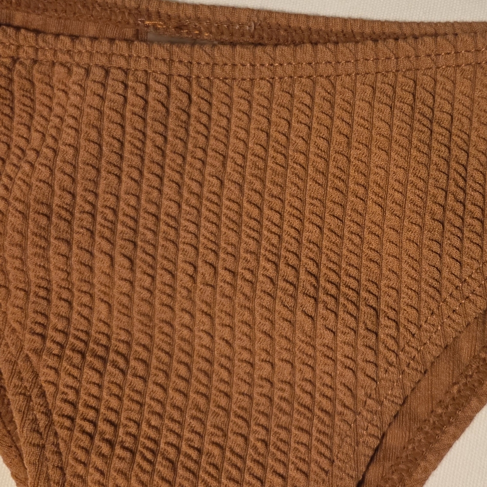 New Rust Ribbed Textured Tie Bikini Set S Small - Picture 4 of 7